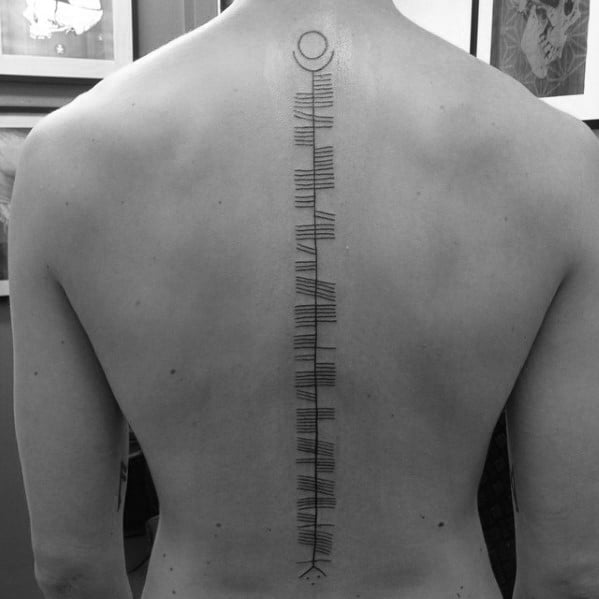 Spine Ogham Tattoo On Men