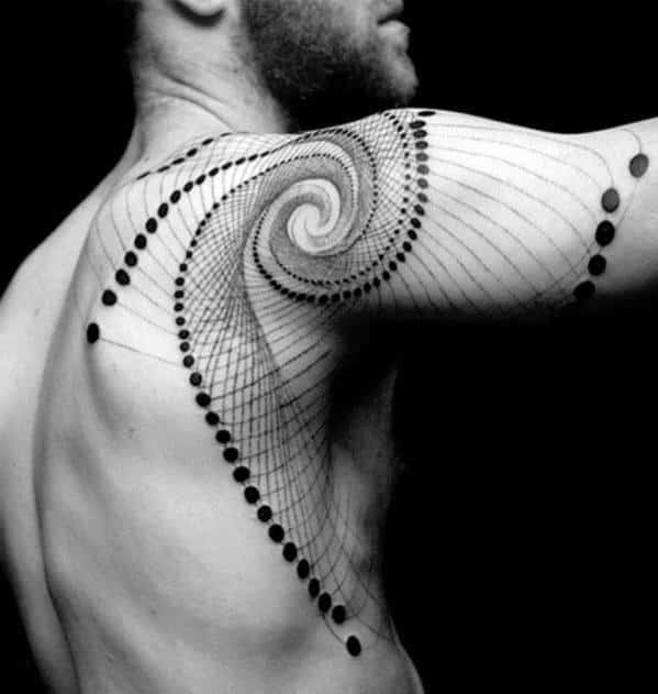 Spiral Guys Geometric Back Tattoo Deisgns