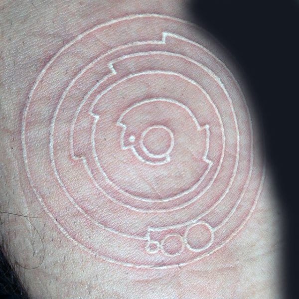 Spiral Simple Outline White Ink Male Tattoos