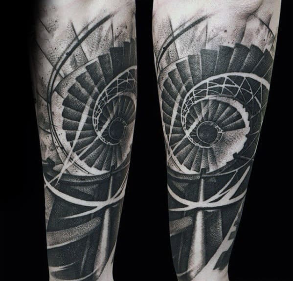 Spiral Staricase Sweet Mens Outer Forearm Tattoos