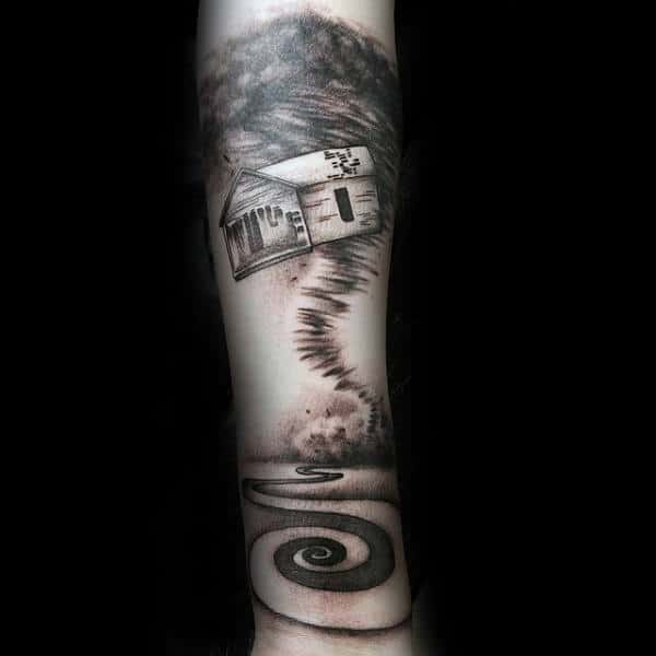 Spiral Tornado Forearm Tattoos Fro Guys