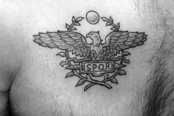 Spqr Guys Traditional Upper Chest Tattoos