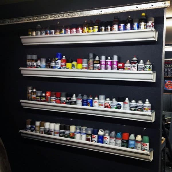 slatwall shelf for autodetailing can supplies 