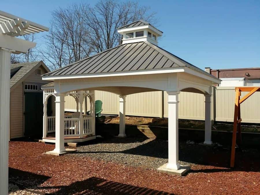 square white gazebo mulch floor