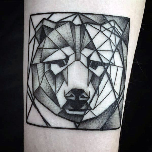 Square Geometric Bear Mens Tattoo Ideas