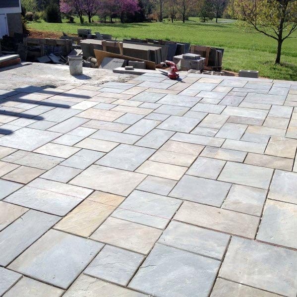 Square Pattern Tile Flagstone Patio Spectacular Ideas