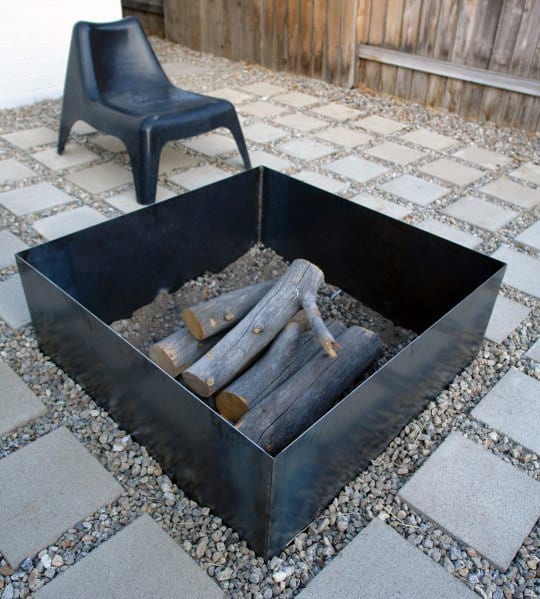 Square Simple Design Ideas For Metal Fire Pit