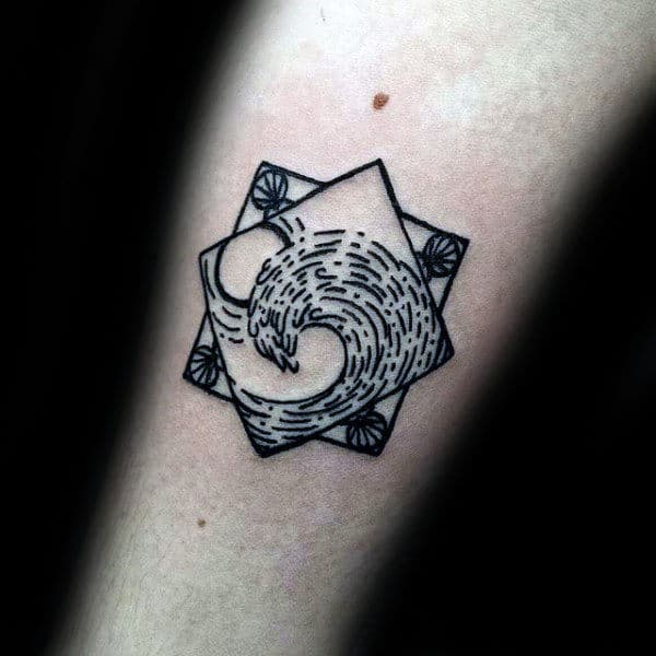 Square Tiled Surf Design Tatto Male Forearms