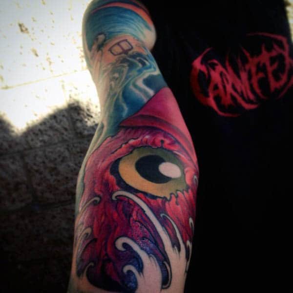 Squid Eye Full Sleeve For Men In Red Ink