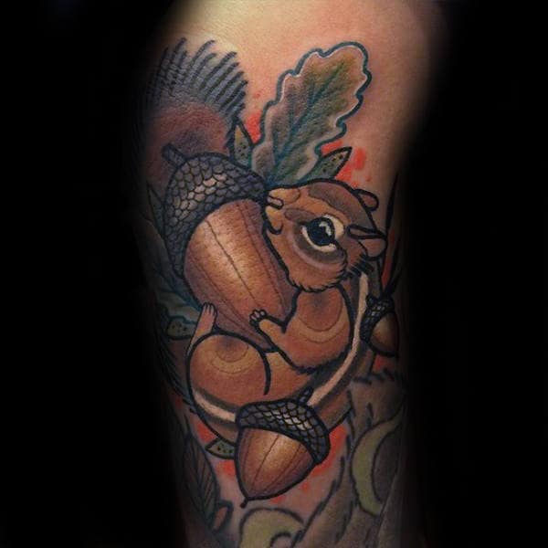 Squirrel With Acorns Mens Arm Tattoos