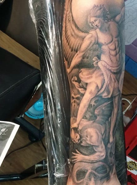 Cool St Michael Tattoo Designs For Men
