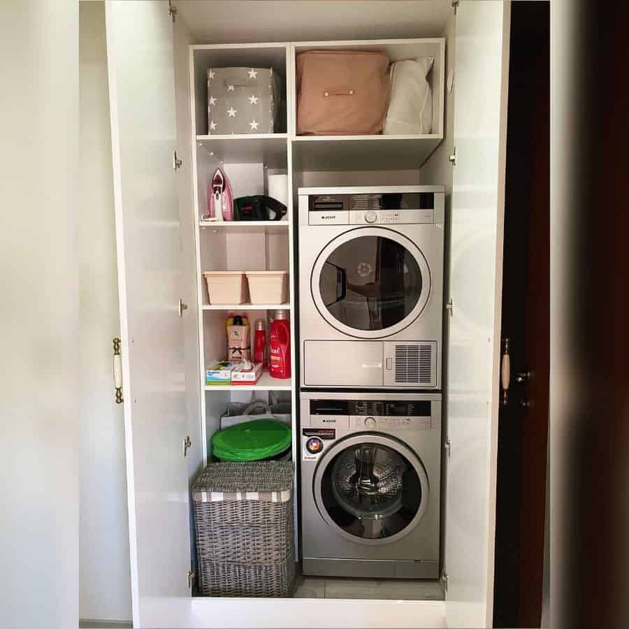 vertical stacked washer and dryer laundry cabinet 