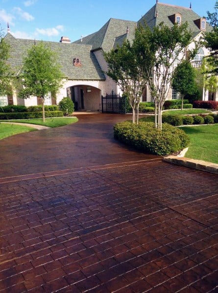 acid-stained concrete driveway