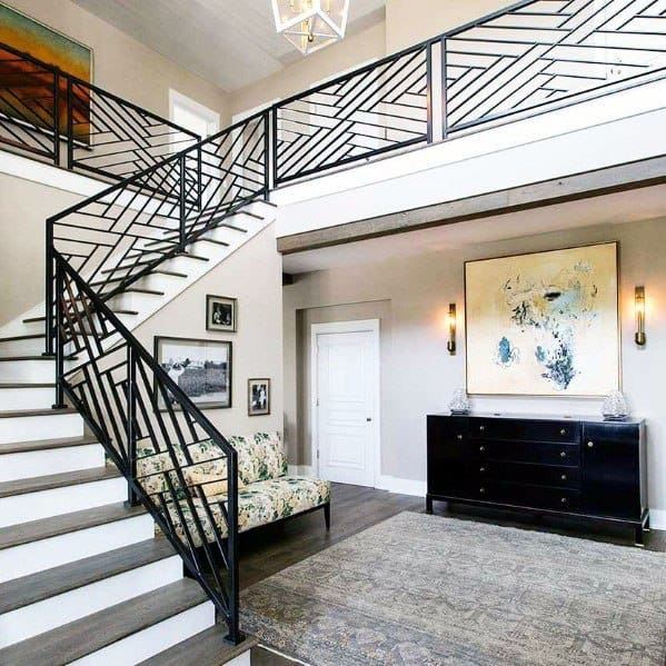 wood stair railing interior design