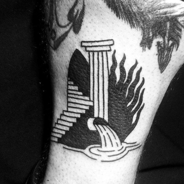 Stairs With Water Fountain Guys Awesome Simple Arm Tattoo