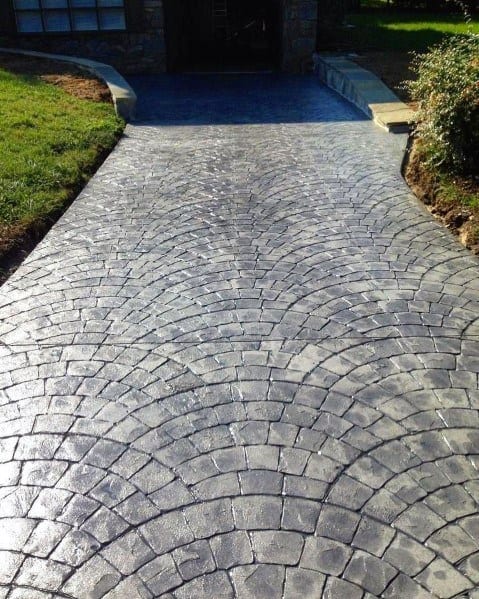 fan-stamped concrete driveway