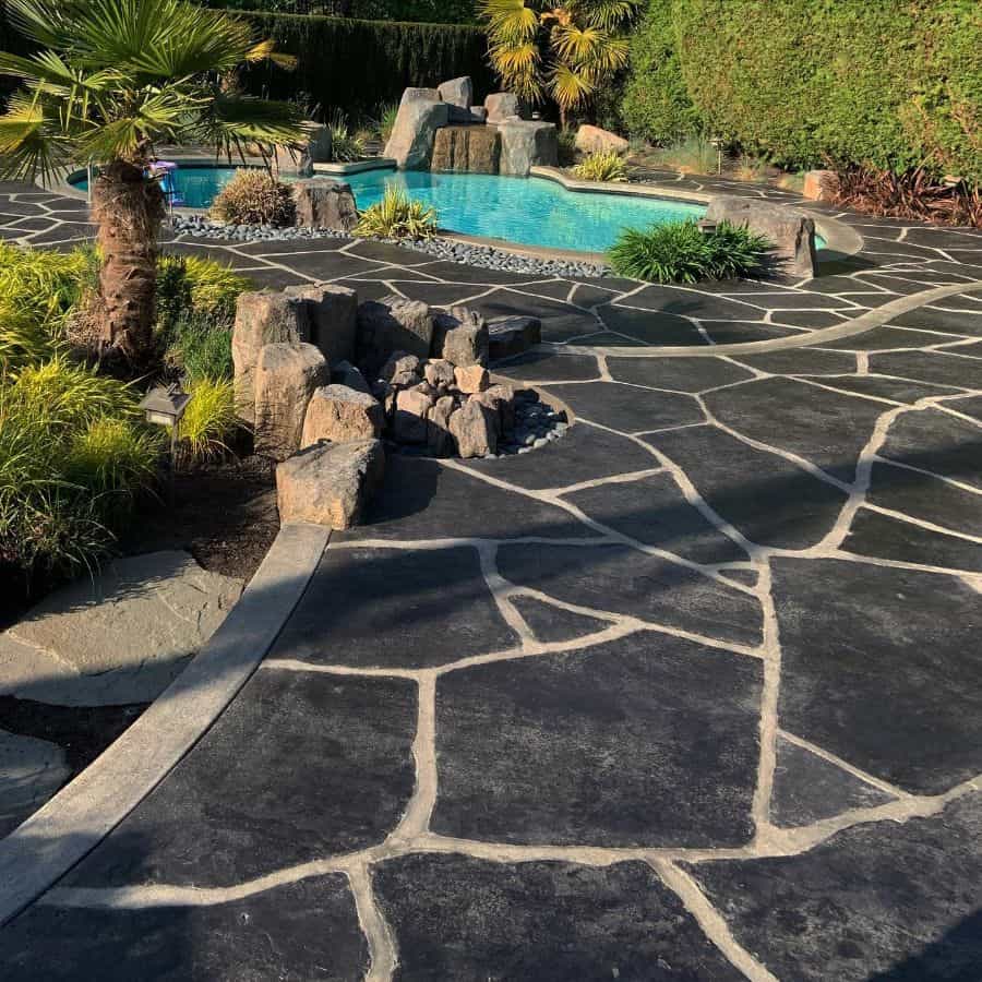 stamped concrete pool deck