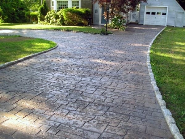 cobblestone concrete path