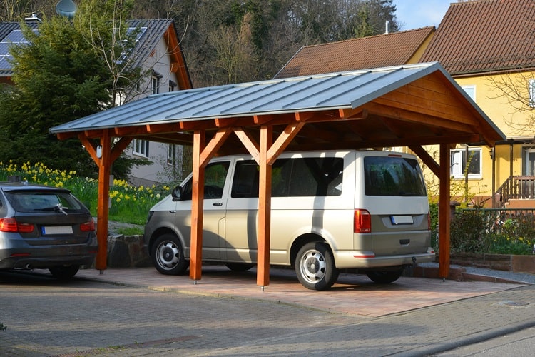 standing seam metal roof wooden carport