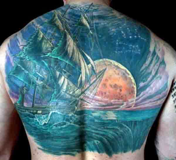 Star And Moon Tattoos For Guys On Back