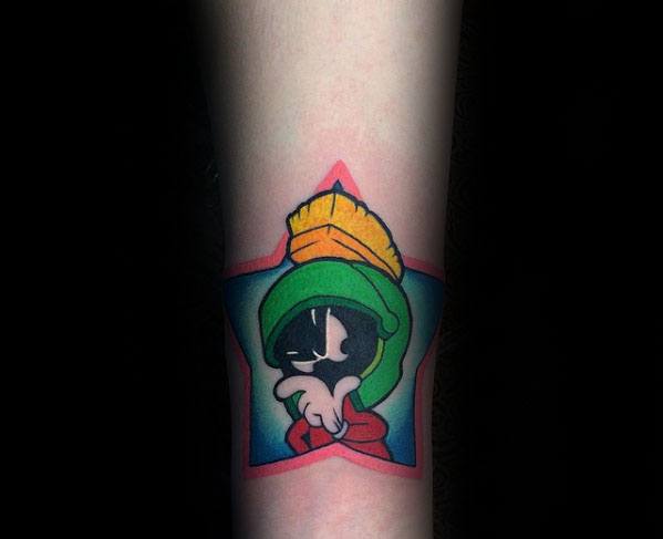 Star Marvin The Martian Mens Forearm Tattoo Design Ideas