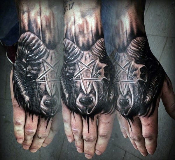 Star Ram Hand Tattoo For Men