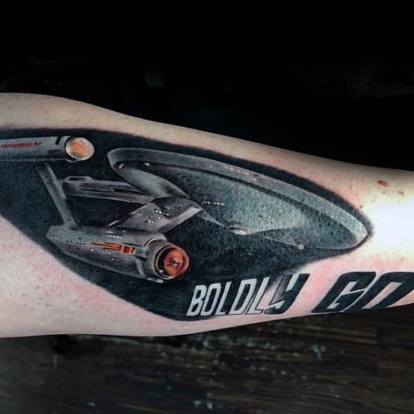 Star Trek Tattoo Design On Man On Outer Forearm