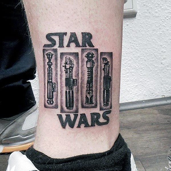 Star Wars Lightsabers Mens Lower Leg Tattoo Ideas