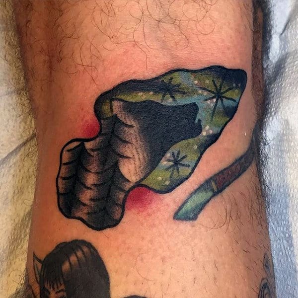 Starry Sky Arrowhead Tattoo On Torso For Males