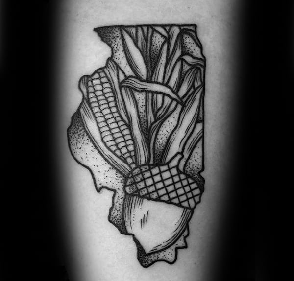 State Outline Acorn Mens Arm Tattoos