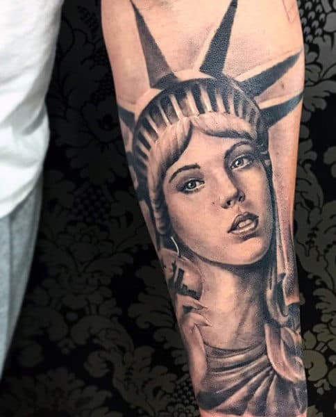 Statue Of Liberty Monument Tattoo For Men