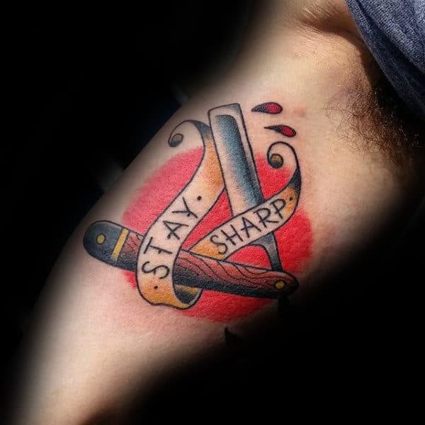 Stay Sharp Straight Razor Tattoo Male Forearms