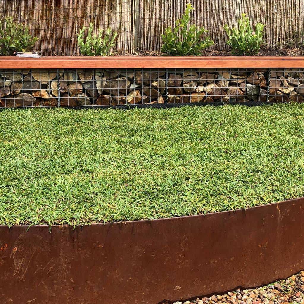 steel garden edging grass rock retaining wall