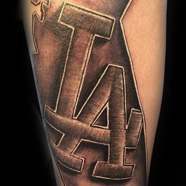 Stiched Los Angeles Dodgers Logo Guys Arm Tattoos