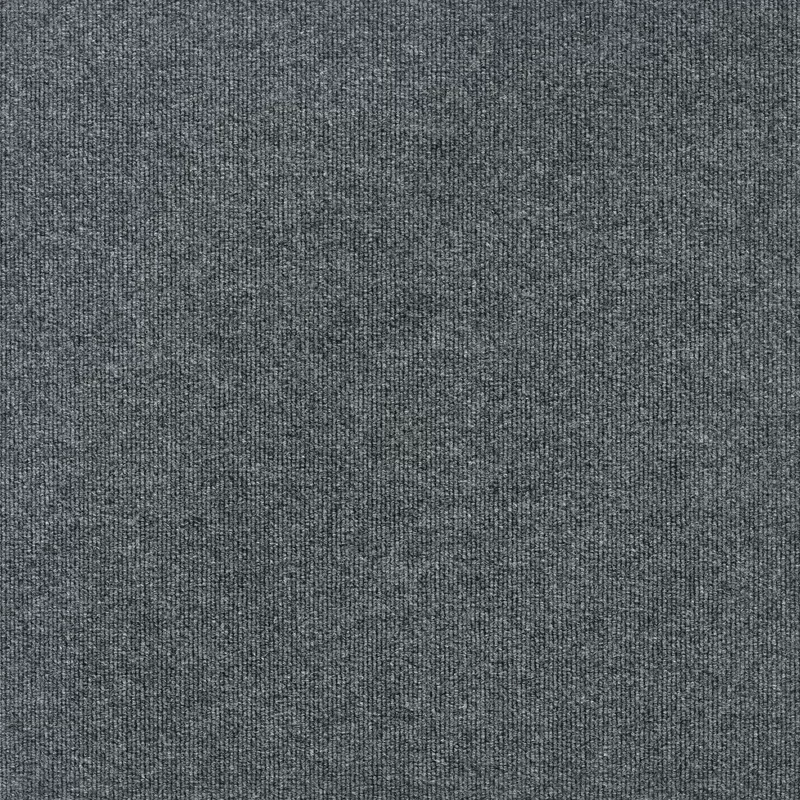 Dark gray carpet tile with a textured surface for soft flooring and sound absorption.