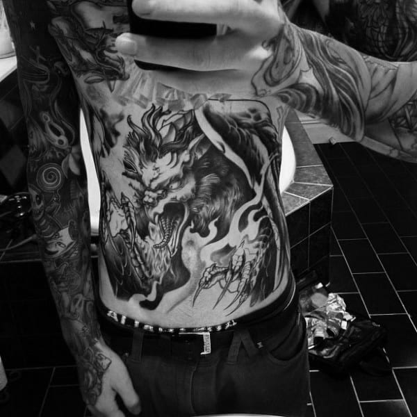 Stomach Angry Griffin Guys Stomach Tattoos
