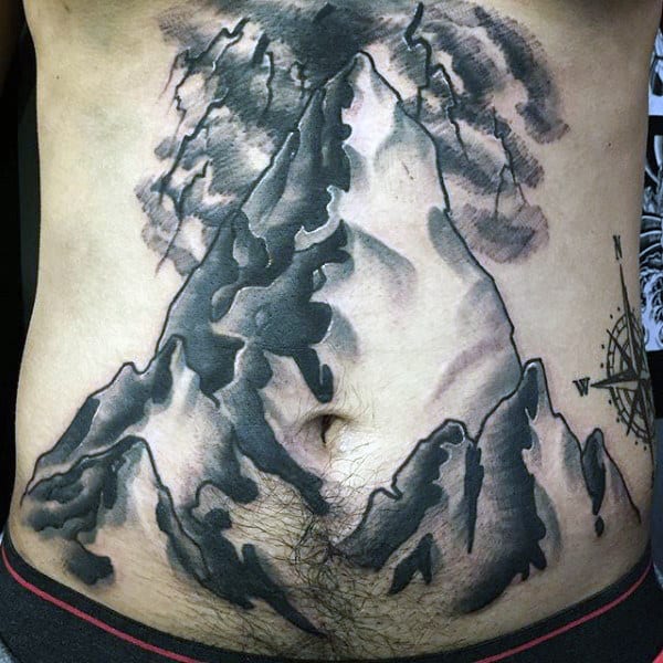 Stomach Men's Mountain Man Tattoo