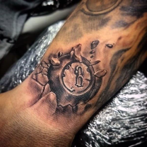 Stone 3d Mens 8 Ball Wrist Tattoo Designs