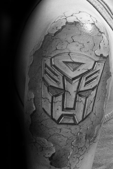 Stone 3d Mens Arm Transformers Shaded Tattoo Ideas