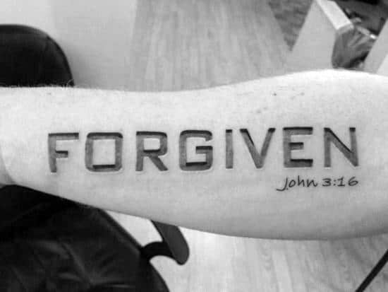 Stone 3d Mens Forgiven John 316 Tattoo Design On Inner Forearm