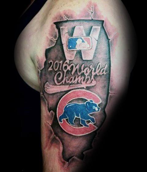 Stone 3d World Champions Arm Chicago Cubs Tattoo Design Ideas For Males