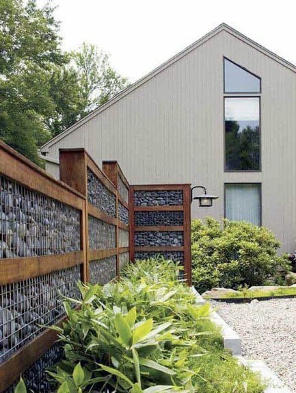 Stone And Wood Home Exterior Designs Modern Fence
