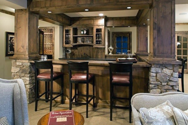 Stone And Wood Rustic Bar Ideas