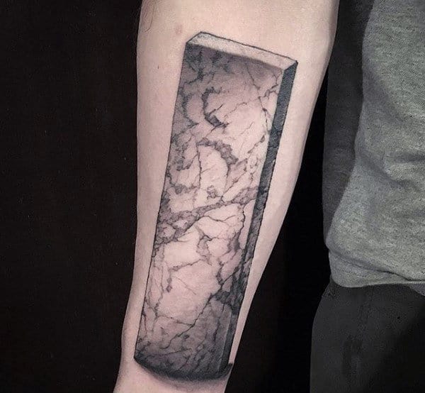 Stone Block Male Original Forearm Tattoo
