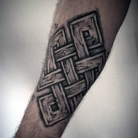 Stone Mens Endless Knot Forearm Tattoo