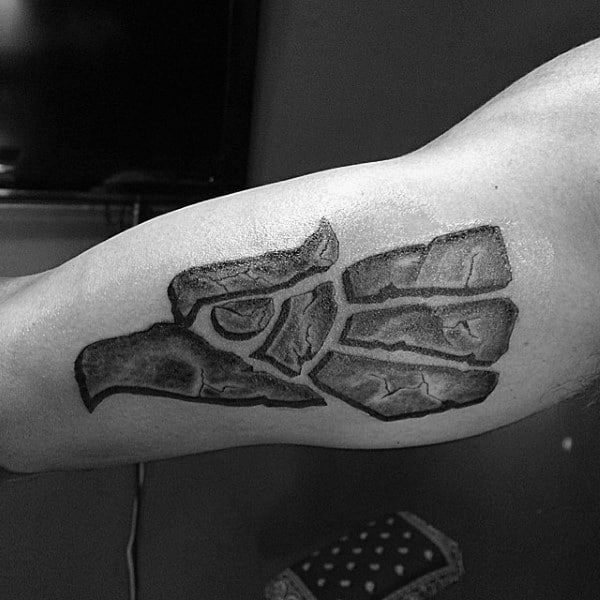 Stone Mexican Eagle Guys Bicep Tattoo Design