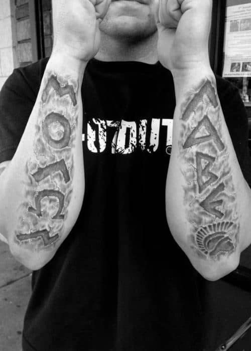 Stone Molon Labe Mens Tattoos On Outer Forearms