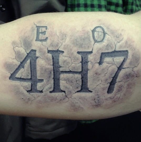 Stone Numbers Mens 3d Bicep Tattoos