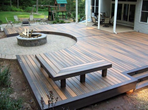 above the ground brick deck firepit
