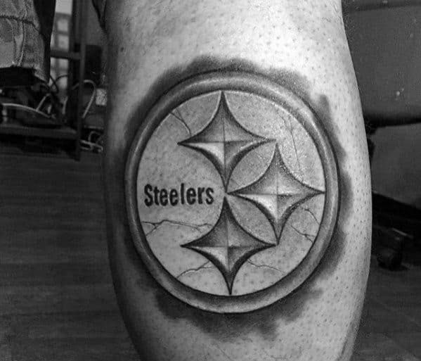 Stone Pittsburgh Steelers Mens Leg Calf Tattoos